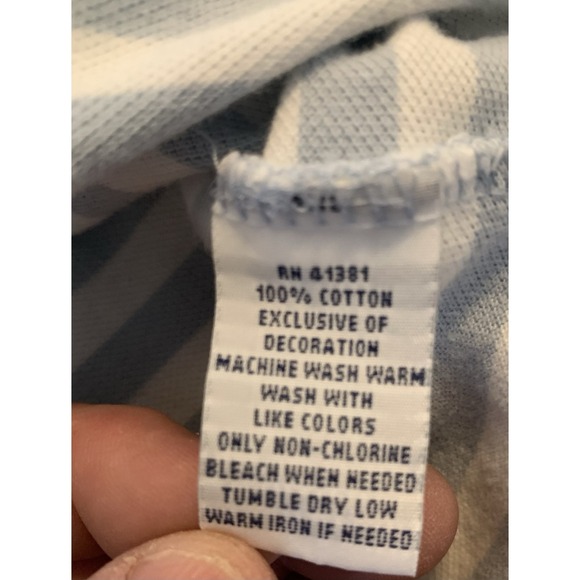 Polo Ralph Lauren Custom Fit Blue/White Striped Golf Polo Shirt Men's Large - Picture 3 of 7